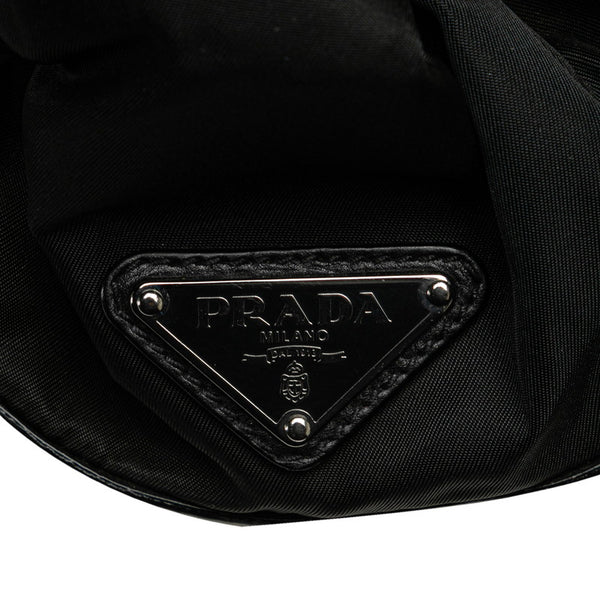 プラダ スタッズ 斜め掛け ショルダーバッグ ブラック ナイロン レザー レディース PRADA 【中古】