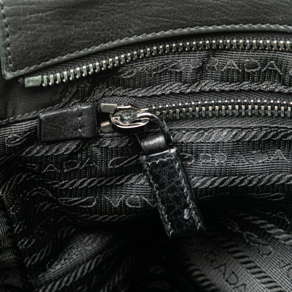 プラダ スタッズ 斜め掛け ショルダーバッグ ブラック ナイロン レザー レディース PRADA 【中古】