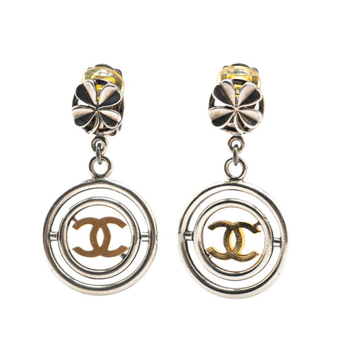 シャネル ココマーク 四つ葉 クローバー ラウンド サークル イヤリング スイング シルバー ゴールド メタル メッキ レディース CHANEL 【中古】