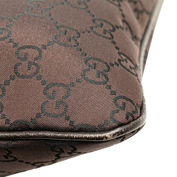 グッチ GGナイロン ショルダーバッグ 268620 ブラウン ブラック ナイロン レザー レディース GUCCI 【中古】