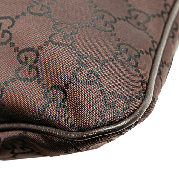 グッチ GGナイロン ショルダーバッグ 268620 ブラウン ブラック ナイロン レザー レディース GUCCI 【中古】