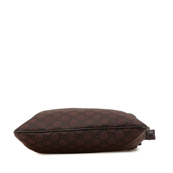 グッチ GGナイロン ショルダーバッグ 268620 ブラウン ブラック ナイロン レザー レディース GUCCI 【中古】