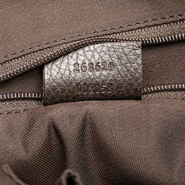 グッチ GGナイロン ショルダーバッグ 268620 ブラウン ブラック ナイロン レザー レディース GUCCI 【中古】