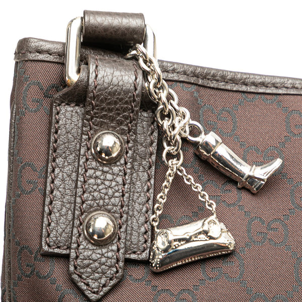 グッチ GGナイロン ショルダーバッグ 268620 ブラウン ブラック ナイロン レザー レディース GUCCI 【中古】