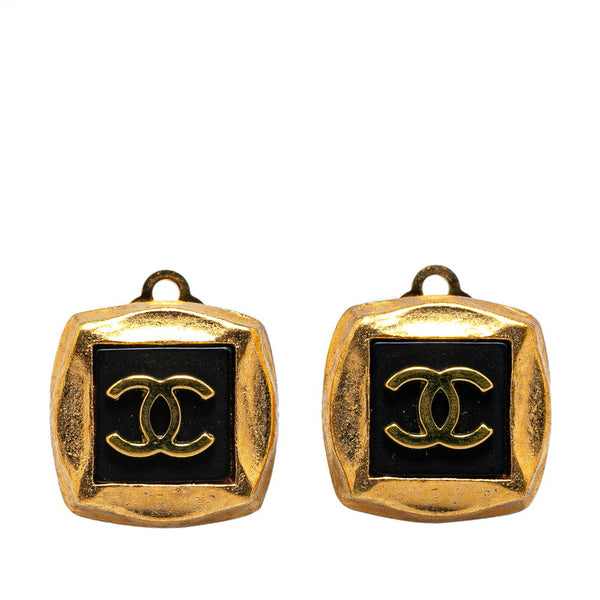 シャネル ヴィンテージ ココマーク オクタゴン イヤリング ゴールド ブラック メッキ レディース CHANEL 【中古】