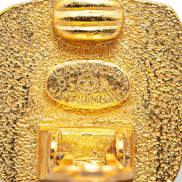 シャネル ヴィンテージ ココマーク オクタゴン イヤリング ゴールド ブラック メッキ レディース CHANEL 【中古】