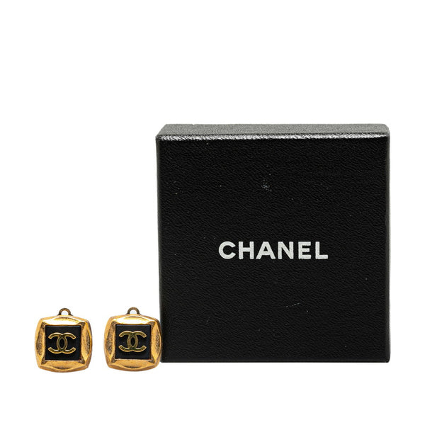 シャネル ヴィンテージ ココマーク オクタゴン イヤリング ゴールド ブラック メッキ レディース CHANEL 【中古】