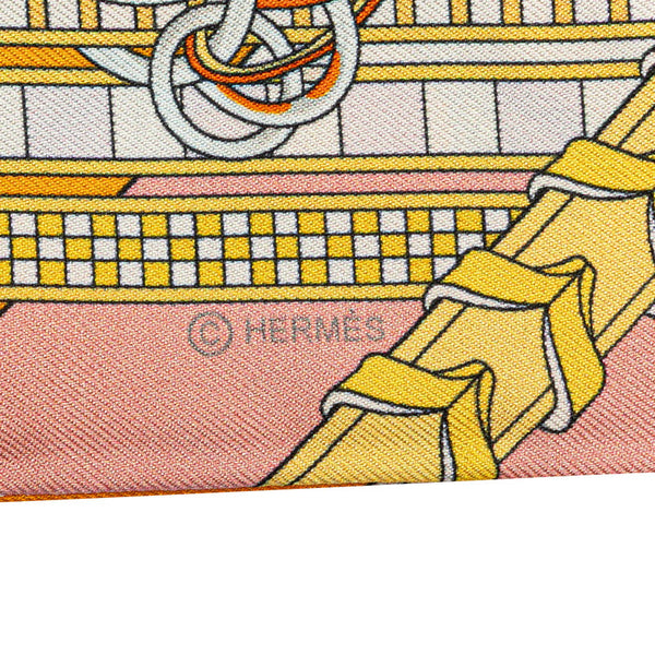 エルメス ツイリー BRIDES ET GRIS GRIS 馬勒とチャーム スカーフ イエロー レッド マルチカラー シルク レディース HERMES 【中古】