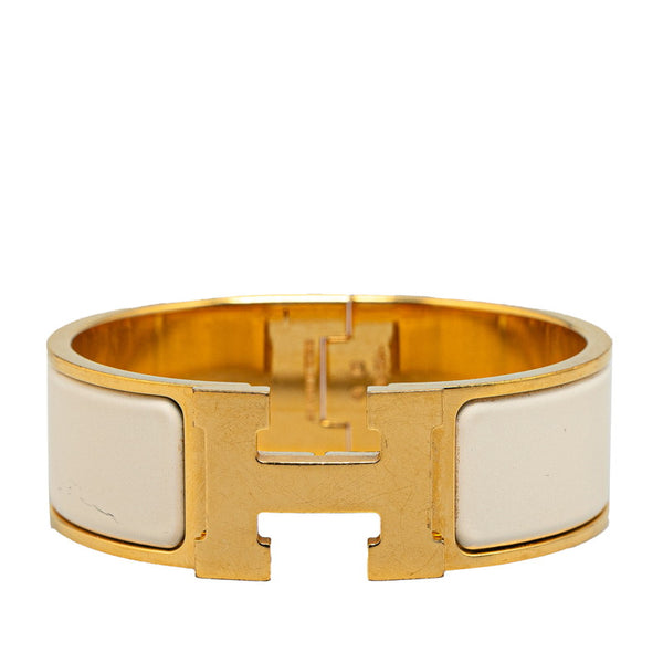 エルメス クリッククラックH GM バングル ゴールド ホワイト メッキ レディース HERMES 【中古】