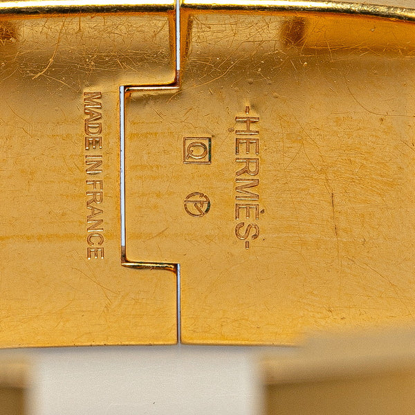 エルメス クリッククラックH GM バングル ゴールド ホワイト メッキ レディース HERMES 【中古】