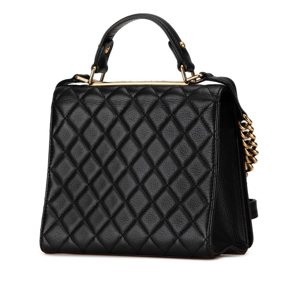 シャネル マトラッセ2.55 ハンドバッグ チェーン ショルダーバッグ 2WAY ブラック ラムスキン レディース CHANEL 【中古】