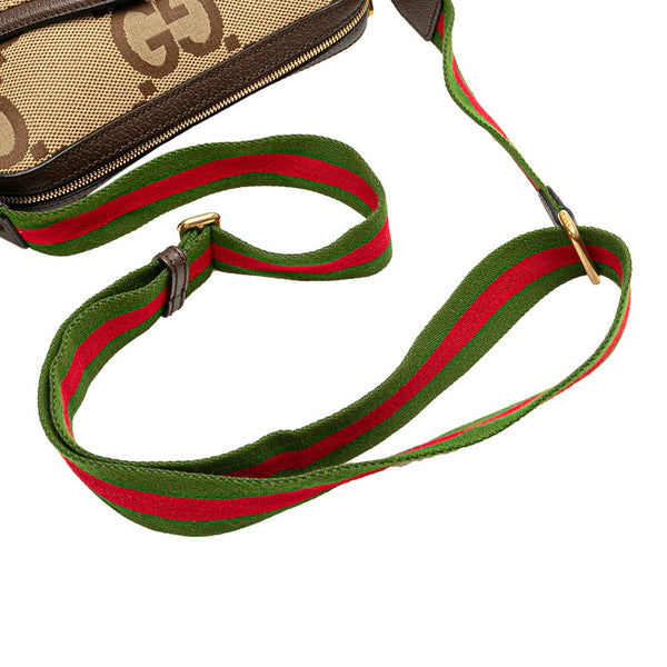 グッチ ジャンボGG ショルダーバッグ メッセンジャーバッグ 675891 ベージュ ブラウン キャンバス レザー レディース GUCCI 【中古】