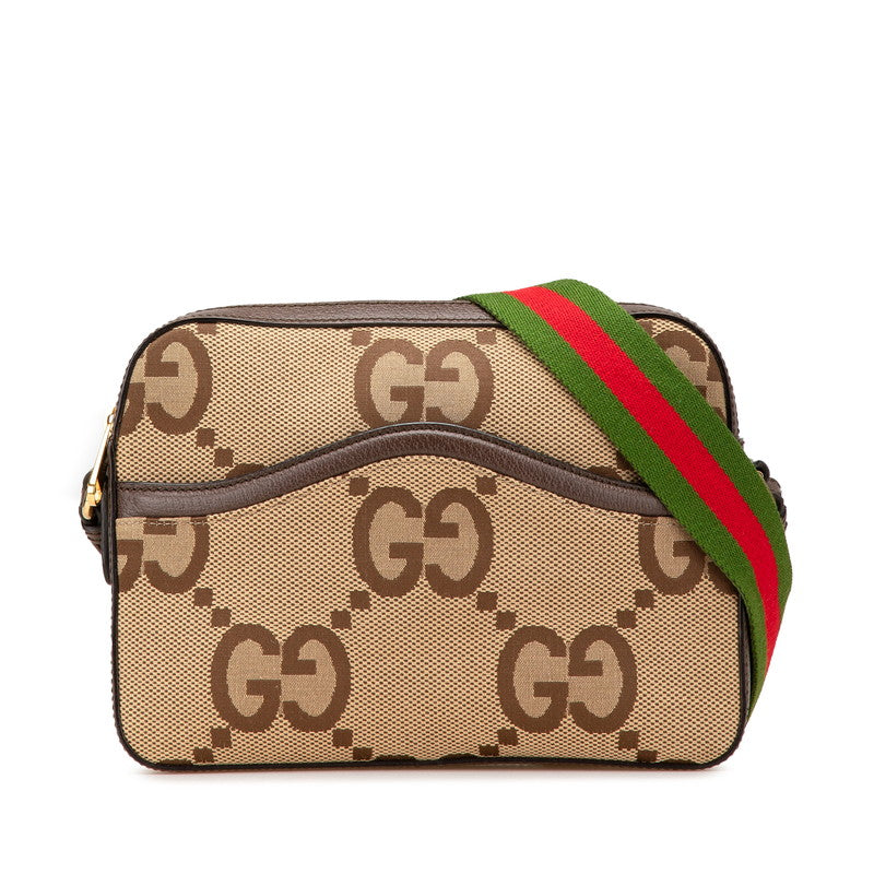 グッチ ジャンボGG ショルダーバッグ メッセンジャーバッグ 675891 ベージュ ブラウン キャンバス レザー レディース GUCCI 【中古】