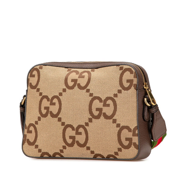 グッチ ジャンボGG ショルダーバッグ メッセンジャーバッグ 675891 ベージュ ブラウン キャンバス レザー レディース GUCCI 【中古】