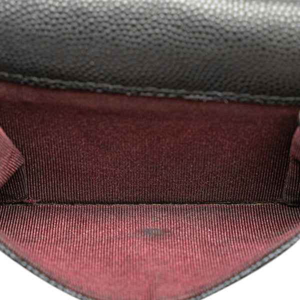 シャネル ココマーク マトラッセ 三つ折り財布 ブラック キャビアスキン レディース CHANEL 【中古】