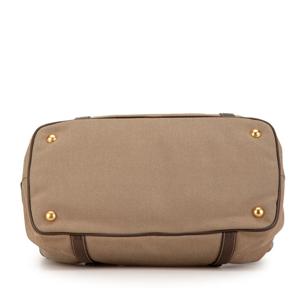 プラダ 三角ロゴプレート ハンドバッグ ショルダーバッグ 2WAY BN2832 ブラウン キャンバス レザー レディース PRADA 【中古】