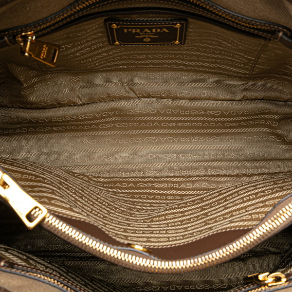 プラダ 三角ロゴプレート ハンドバッグ ショルダーバッグ 2WAY BN2832 ブラウン キャンバス レザー レディース PRADA 【中古】