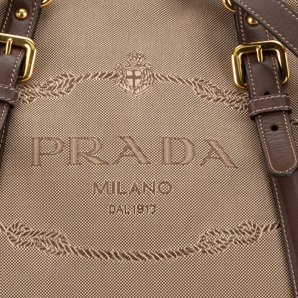 プラダ 三角ロゴプレート ハンドバッグ ショルダーバッグ 2WAY BN2832 ブラウン キャンバス レザー レディース PRADA 【中古】