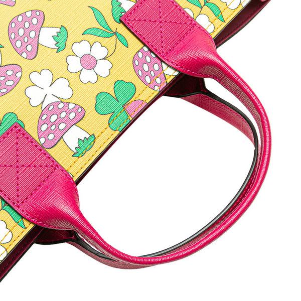 グッチ チルドレンズ マッシュルームプリント トートバッグ ハンドバッグ 550763 イエロー ピンク マルチカラー PVC キッズ GUCCI 【中古】