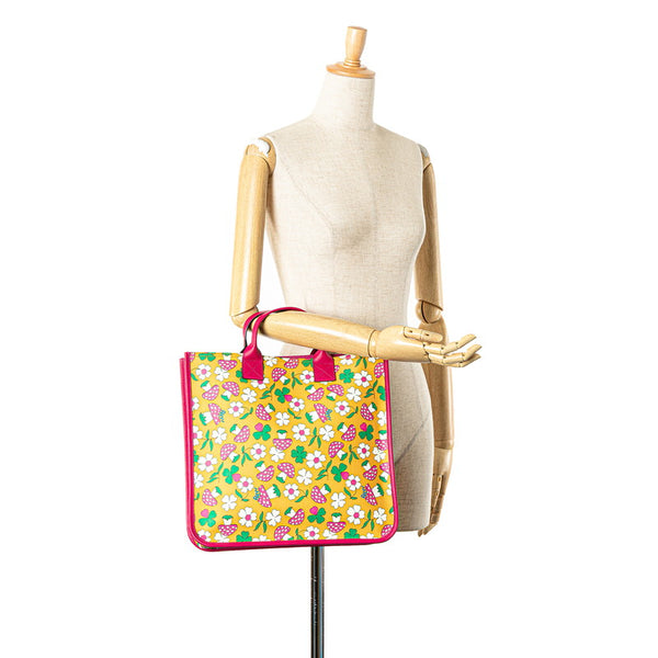 グッチ チルドレンズ マッシュルームプリント トートバッグ ハンドバッグ 550763 イエロー ピンク マルチカラー PVC キッズ GUCCI 【中古】