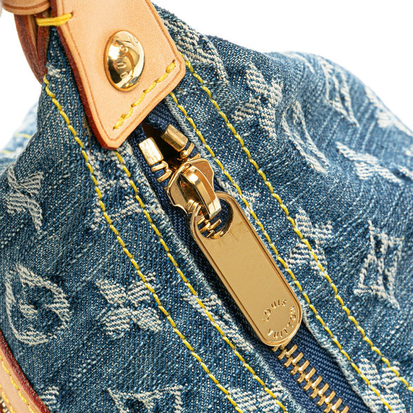 ルイ ヴィトン モノグラム デニム バギーPM ショルダーバッグ M95049 ブルー デニム レザー レディース LOUIS VUITTON 【中古】