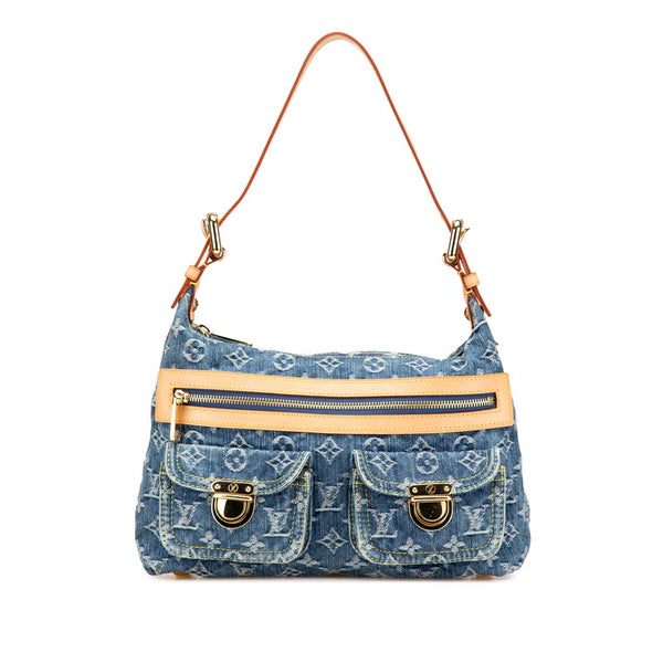 ルイ ヴィトン モノグラム デニム バギーPM ショルダーバッグ M95049 ブルー デニム レザー レディース LOUIS VUITTON 【中古】