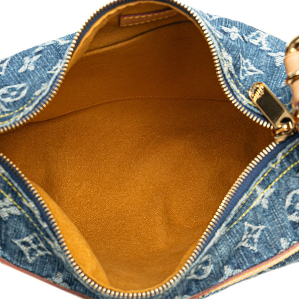 ルイ ヴィトン モノグラム デニム バギーPM ショルダーバッグ M95049 ブルー デニム レザー レディース LOUIS VUITTON 【中古】