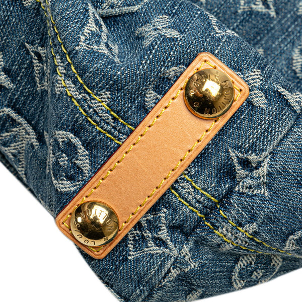 ルイ ヴィトン モノグラム デニム バギーPM ショルダーバッグ M95049 ブルー デニム レザー レディース LOUIS VUITTON 【中古】