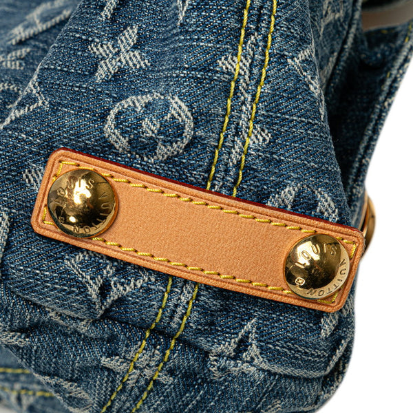 ルイ ヴィトン モノグラム デニム バギーPM ショルダーバッグ M95049 ブルー デニム レザー レディース LOUIS VUITTON 【中古】
