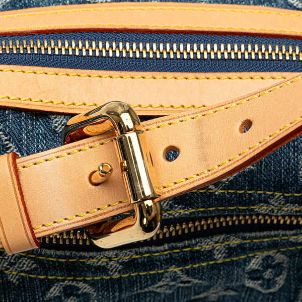 ルイ ヴィトン モノグラム デニム バギーPM ショルダーバッグ M95049 ブルー デニム レザー レディース LOUIS VUITTON 【中古】