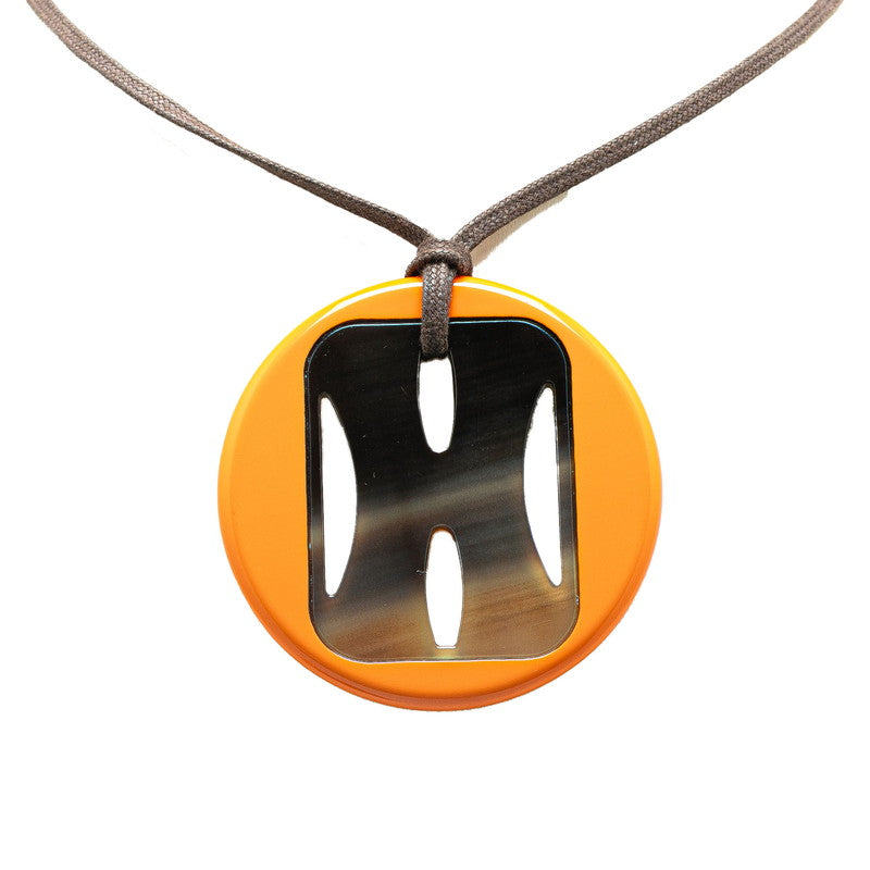 エルメス トンキン ネックレス オレンジ ブラウン バッファローホーン ラッカー レディース HERMES 【中古】