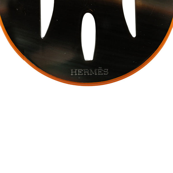 エルメス トンキン ネックレス オレンジ ブラウン バッファローホーン ラッカー レディース HERMES 【中古】