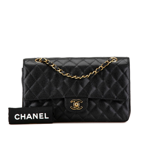 シャネル ココマーク マトラッセ25 チェーン ショルダーバッグ  ブラック キャビアスキン レディース CHANEL 【中古】