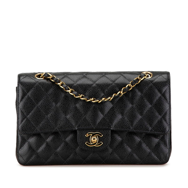 シャネル ココマーク マトラッセ25 チェーン ショルダーバッグ  ブラック キャビアスキン レディース CHANEL 【中古】