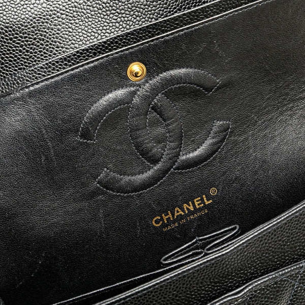 シャネル ココマーク マトラッセ25 チェーン ショルダーバッグ  ブラック キャビアスキン レディース CHANEL 【中古】
