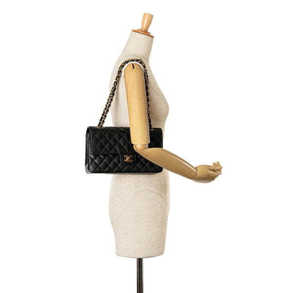 シャネル ココマーク マトラッセ25 チェーン ショルダーバッグ  ブラック キャビアスキン レディース CHANEL 【中古】