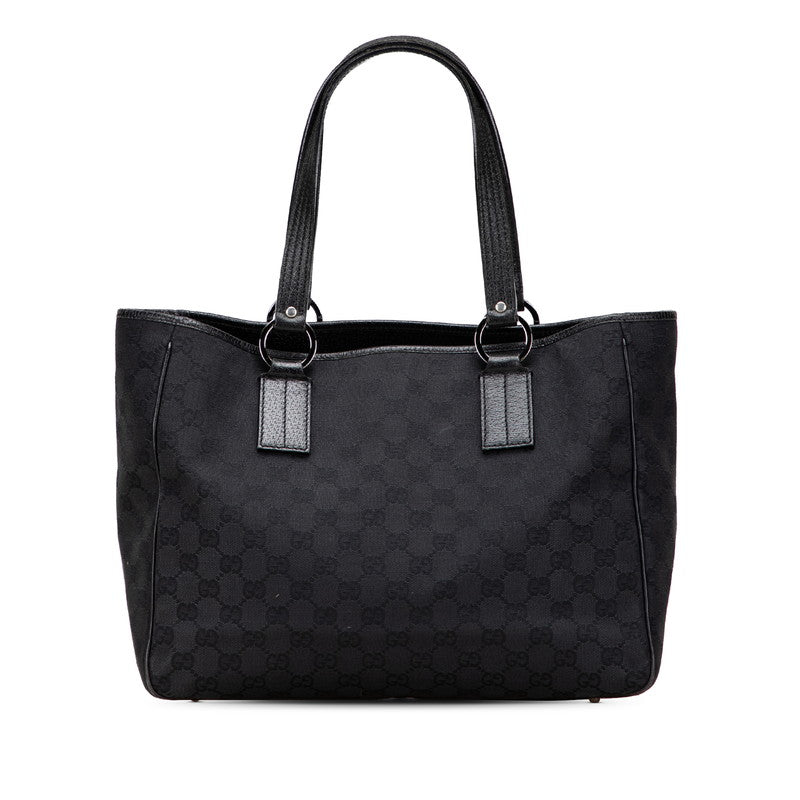 グッチ GGキャンバス トートバッグ ハンドバッグ ブラック キャンバス レザー レディース GUCCI 【中古】
