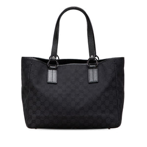 グッチ GGキャンバス トートバッグ ハンドバッグ ブラック キャンバス レザー レディース GUCCI 【中古】