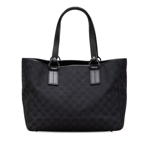 グッチ GGキャンバス トートバッグ ハンドバッグ ブラック キャンバス レザー レディース GUCCI 【中古】