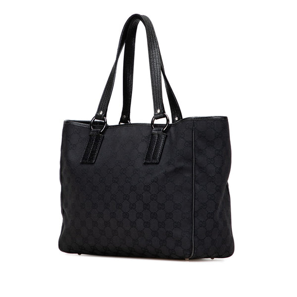 グッチ GGキャンバス トートバッグ ハンドバッグ ブラック キャンバス レザー レディース GUCCI 【中古】