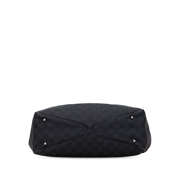 グッチ GGキャンバス トートバッグ ハンドバッグ ブラック キャンバス レザー レディース GUCCI 【中古】