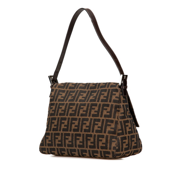 フェンディ ズッカ マンマバケット ワンショルダーバッグ ハンドバッグ 26325 ブラウン キャンバス レザー レディース FENDI 【中古】