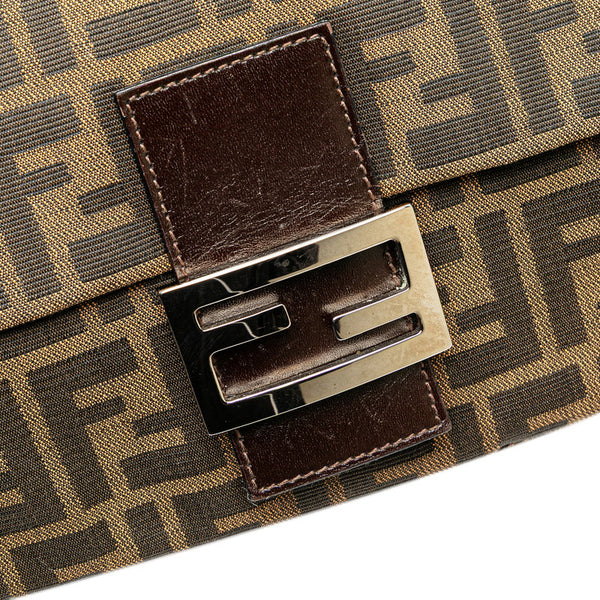 フェンディ ズッカ マンマバケット ワンショルダーバッグ ハンドバッグ 26325 ブラウン キャンバス レザー レディース FENDI 【中古】