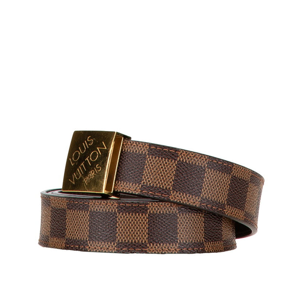 ルイ ヴィトン ダミエ サンチュール キャレ ベルト サイズ：90/36 M6944V ブラウン ゴールド PVC メッキ メンズ LOUIS VUITTON 【中古】