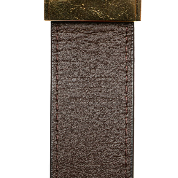 ルイ ヴィトン ダミエ サンチュール キャレ ベルト サイズ：90/36 M6944V ブラウン ゴールド PVC メッキ メンズ LOUIS VUITTON 【中古】