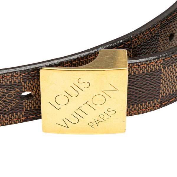 ルイ ヴィトン ダミエ サンチュール キャレ ベルト サイズ：90/36 M6944V ブラウン ゴールド PVC メッキ メンズ LOUIS VUITTON 【中古】