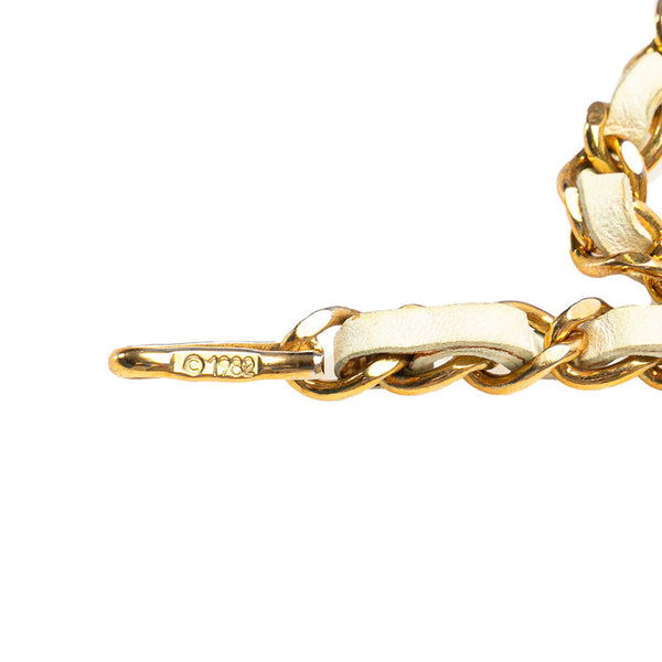 シャネル ココマーク チェーン ベルト ゴールド ホワイト メッキ レザー レディース CHANEL 【中古】