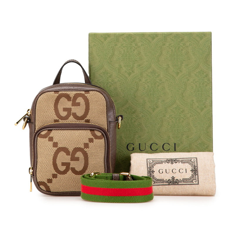 グッチ ジャンボGG ハンドバッグ ショルダーバッグ 2WAY 696072 ブラウン キャンバス レザー レディース GUCCI 【中古】