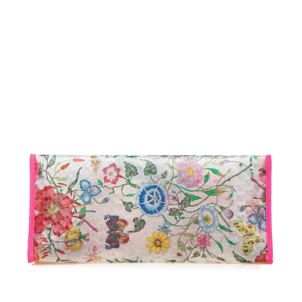グッチ フローラ テクスチャード ハンドバッグ トートバッグ 548713  クリア ピンク マルチカラー ビニール レザー レディース GUCCI 【中古】