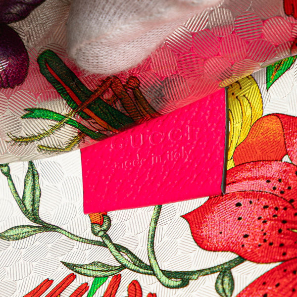 グッチ フローラ テクスチャード ハンドバッグ トートバッグ 548713  クリア ピンク マルチカラー ビニール レザー レディース GUCCI 【中古】